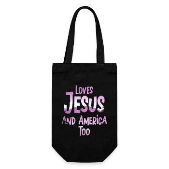 Loves Jesus and America Too God Christian - Gift Bag for Bottles - black - Front