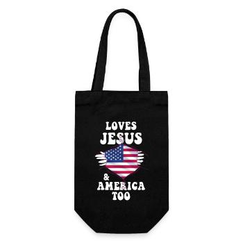 Liebt Jesus und auch Amerika, Gott Christ - Geschenkbeutel für Flaschen - Schwarz - Vorne