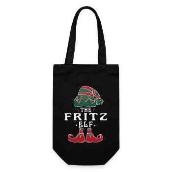 Fritz Elf Familie Passende Gruppe Weihnachten Mama Papa - Geschenkbeutel für Flaschen - Schwarz - Vorne