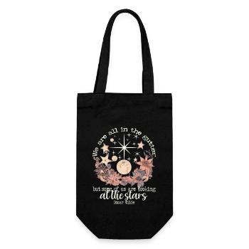 OSCAR WILDE'S STARS QUOTE DESIGN IN IVORY - Gift Bag for Bottles - black - Front