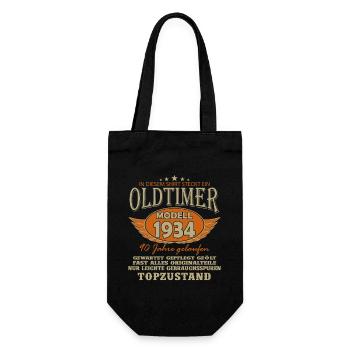 90. Geburtstag Vintage Retro 1934 - Geschenkbeutel für Flaschen - Schwarz - Vorne