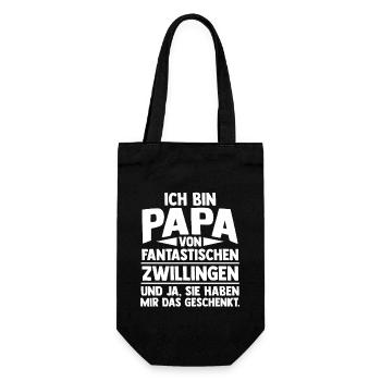 Vater Zwillingspapa Papa von Zwillingen - Geschenkbeutel für Flaschen - Schwarz - Vorne