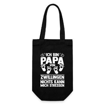 Vater Papa von Zwillingen Zwillingspapa - Geschenkbeutel für Flaschen - Schwarz - Vorne