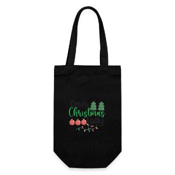 crazy Christmas lady - Geschenkbeutel für Flaschen - Schwarz - Vorne