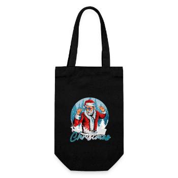 dancing Santa - Geschenkbeutel für Flaschen - Schwarz - Vorne