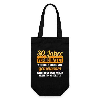 Wir haben viel gemeinsam 30.Hochzeitstag - Geschenkbeutel für Flaschen - Schwarz - Vorne
