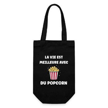 Humour pot de popcorn - Sac à bouteille - noir - Devant