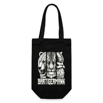 Bärtigermann Bär Tiger Mann Geschenk Bart - Geschenkbeutel für Flaschen - Schwarz - Vorne