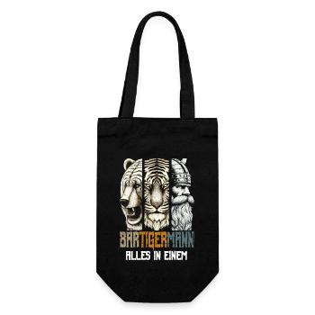 Bärtigermann Bär Tiger Mann Geschenk Bart - Geschenkbeutel für Flaschen - Schwarz - Vorne