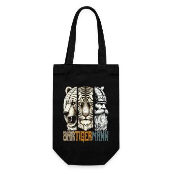 Bärtigermann Bär Tiger Mann Geschenk Bart - Geschenkbeutel für Flaschen - Schwarz - Vorne