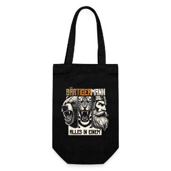 Bärtigermann Bär Tiger Mann Geschenk Bart - Geschenkbeutel für Flaschen - Schwarz - Vorne