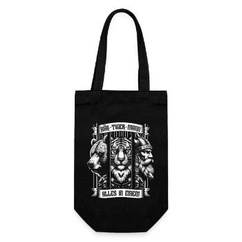 Bärtigermann Bär Tiger Mann Geschenk Bart - Geschenkbeutel für Flaschen - Schwarz - Vorne