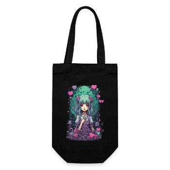 Kawaii Goth e-girl Occulte Pastel Style Anime - Sac à bouteille - noir - Devant