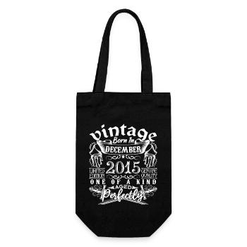 2015 Dezember 2015 Geburtstag Dezember 2015 - Geschenkbeutel für Flaschen - Schwarz - Vorne