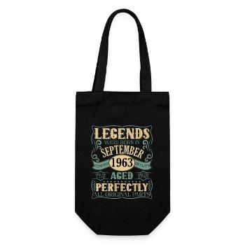 Vintage Legenden geboren 1963 60 Jahre alt Geschenk - Geschenkbeutel für Flaschen - Schwarz - Vorne