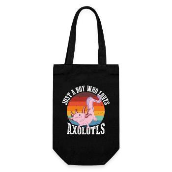 Nur Ein Junge, Der Axolotls Im Retro-T-Shirt Liebt - Geschenkbeutel für Flaschen - Schwarz - Vorne