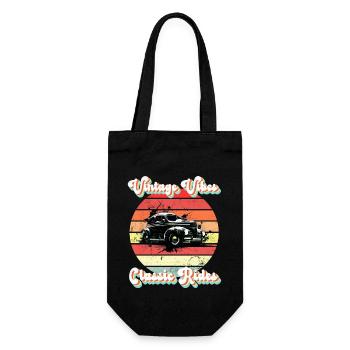 Vintage-Vibes, klassische Fahrgeschäfte - Geschenkbeutel für Flaschen - Schwarz - Vorne