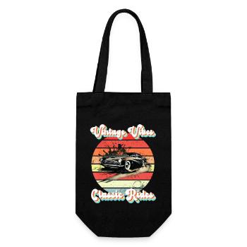 Vintage-Vibes, klassische Fahrgeschäfte - Geschenkbeutel für Flaschen - Schwarz - Vorne