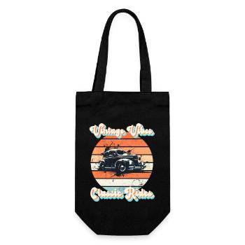 Vintage-Vibes, klassische Fahrgeschäfte - Geschenkbeutel für Flaschen - Schwarz - Vorne