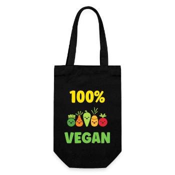 Humorvolles kleines veganes Gemüse - Geschenkbeutel für Flaschen - Schwarz - Vorne