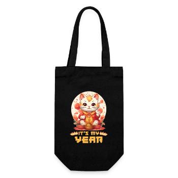 Nouvel An chinois chat chanceux je suis juste ici pour le - Sac à bouteille - noir - Devant