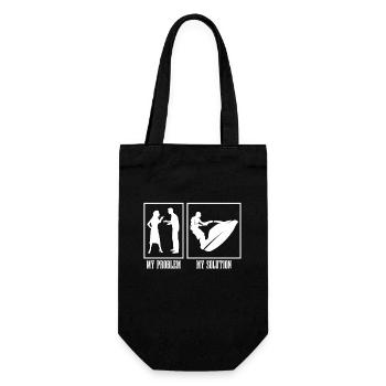 Jet Skier My Problem My Solution Pictogram Dad Mom - Geschenkbeutel für Flaschen - Schwarz - Vorne