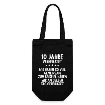 Wir haben viel gemeinsam 10.Hochzeitstag - Geschenkbeutel für Flaschen - Schwarz - Vorne