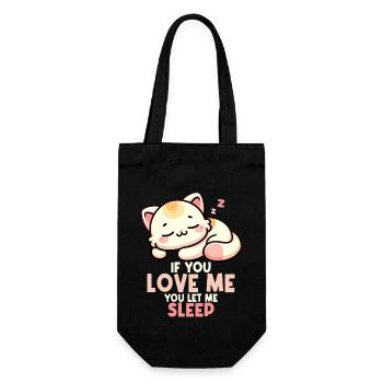 Katze, wenn du mich liebst, lässt du mich schlafen schlafende Katze - Geschenkbeutel für Flaschen - Schwarz - Vorne