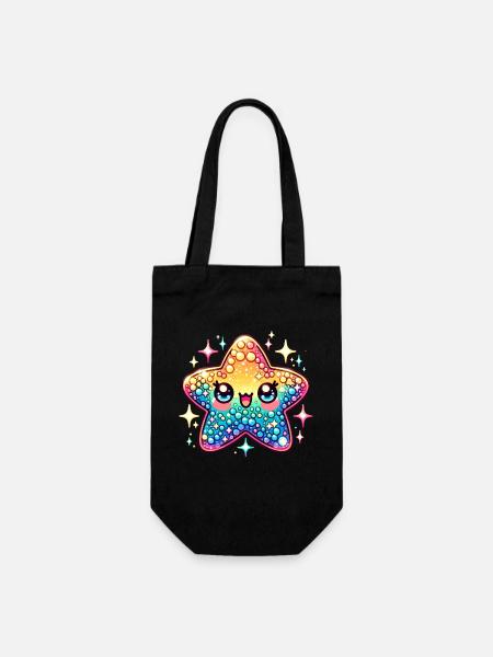 Seestern Kawaii Niedliches Meeresleben - Geschenkbeutel für Flaschen - Schwarz