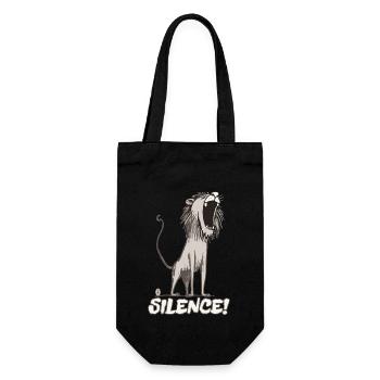 The cartoon lion roars: CALM - Gift Bag for Bottles - black - Front