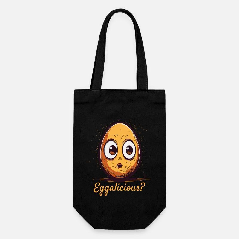 Délicieuse peur de l’œuf de dessin animé drôle - Sac à bouteille - noir