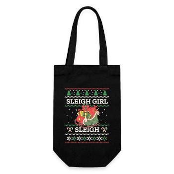Sleigh Girl Sleigh Funny Ugly Christmas für Frauen - Geschenkbeutel für Flaschen - Schwarz - Vorne