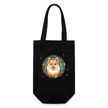 Pomeranian Dog Xmas, Love Dogs - Geschenkbeutel für Flaschen - Schwarz - Vorne