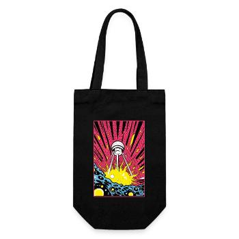 Das Sputnik Raumschiff: Pop Art Alien Invasion - Geschenkbeutel für Flaschen - Schwarz - Vorne