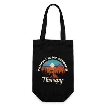 Camping Ist Meine Lieblingstherapie - Geschenkbeutel für Flaschen - Schwarz - Vorne