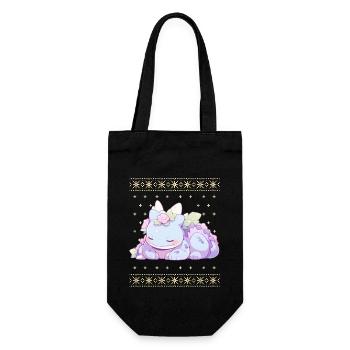 Kawaii Dragon in Ugly Christmas Sweater Style - Gift Bag for Bottles - black - Front