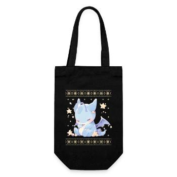 Kawaii Dragon in Ugly Christmas Sweater Style - Gift Bag for Bottles - black - Front