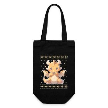 Kawaii Dragon in Ugly Christmas Sweater Style - Gift Bag for Bottles - black - Front