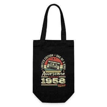 Jahrgang 1958 Original Retro Jubiläumsgeschenk - Geschenkbeutel für Flaschen - Schwarz - Vorne