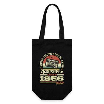 Jahrgang 1956 Original Retro Jubiläumsgeschenk - Geschenkbeutel für Flaschen - Schwarz - Vorne