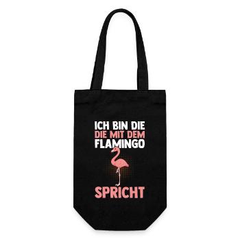 Ich bin die mit dem Flamingo spricht - Geschenkbeutel für Flaschen - Schwarz - Vorne