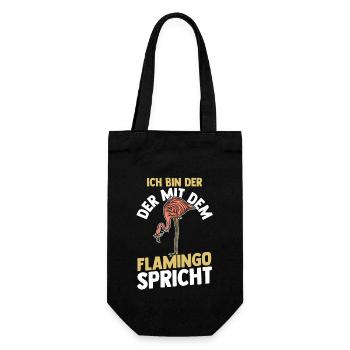 Ich bin der mit dem Flamingo spricht - Geschenkbeutel für Flaschen - Schwarz - Vorne
