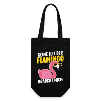 Keine Zeit der Flamingo braucht mich - Geschenkbeutel für Flaschen - Schwarz - Vorne