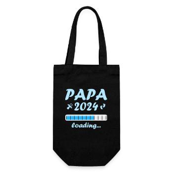 Papa 2024 Loading Vaterschaft Vater Werden Dad - Geschenkbeutel für Flaschen - Schwarz - Vorne