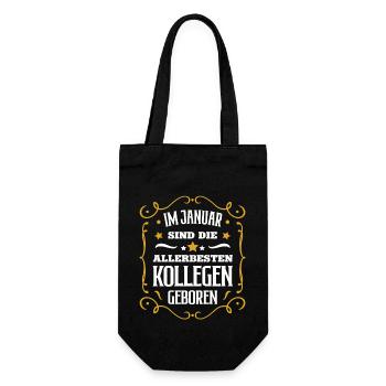 Januar Geburtstag Kollege Geb Kollegen Arbeit Job - Geschenkbeutel für Flaschen - Schwarz - Vorne