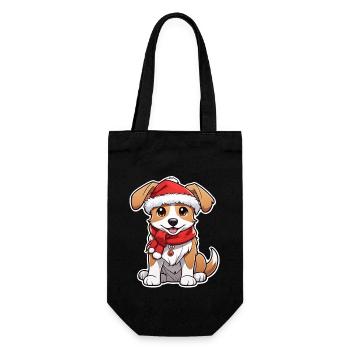 Dog with Christmas Hat - Gift Bag for Bottles - black - Front