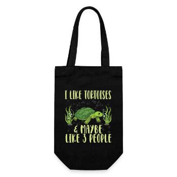 I Like Tortoises and Maybe 3 People Tortoise Turtl - Geschenkbeutel für Flaschen - Schwarz - Vorne