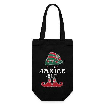 Janice Elf Familie Passende Gruppe Weihnachten Mama - Geschenkbeutel für Flaschen - Schwarz - Vorne
