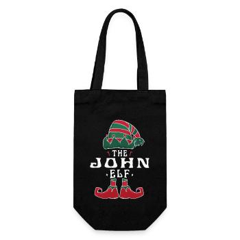 John Elf Familie Passende Gruppe Weihnachten Papa Mama - Geschenkbeutel für Flaschen - Schwarz - Vorne