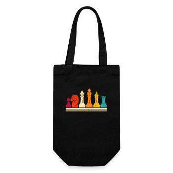 Schachspieler Silhouette Retro Vintage Strategisch - Geschenkbeutel für Flaschen - Schwarz - Vorne
